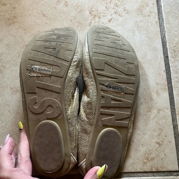 Stuart Weitzman girls gold sparkly ballet flats size 4 - Picture 5 of 7